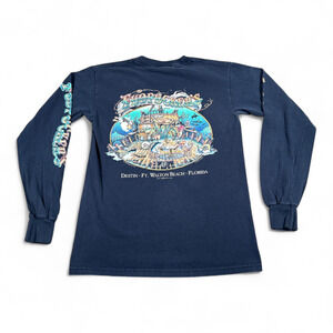 Vintage Fudpuckers Restaurant Shirt Adult SMALL Blue Destin Florida Bar Y2K